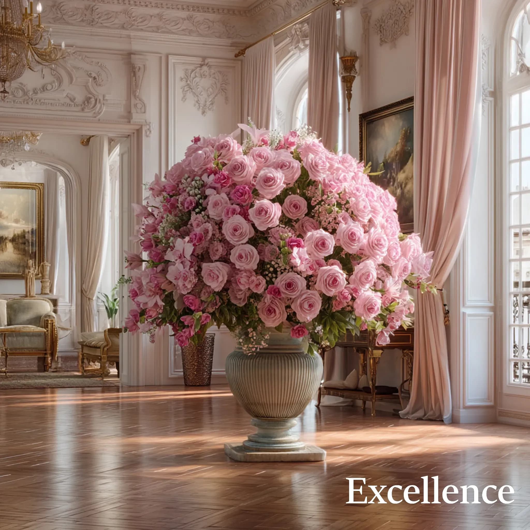 Bouquet rose de 200 à 500 roses et Fleurs de Saison
