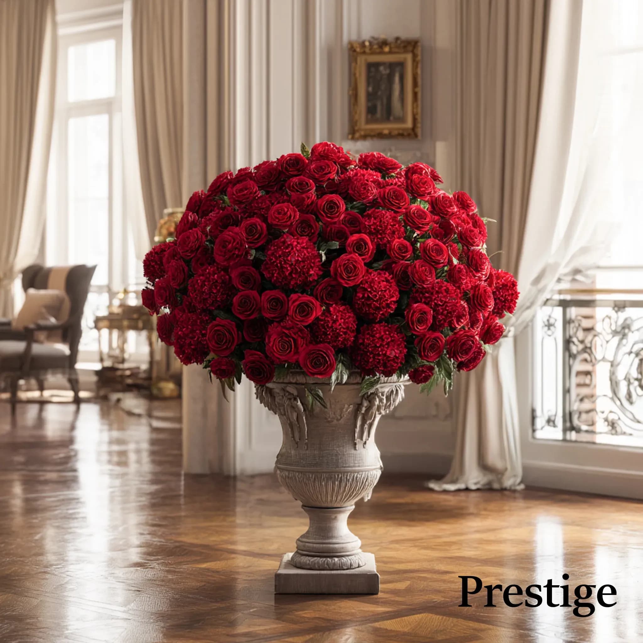 Bouquet Rouge de 200 à 500 roses et Fleurs de Saison