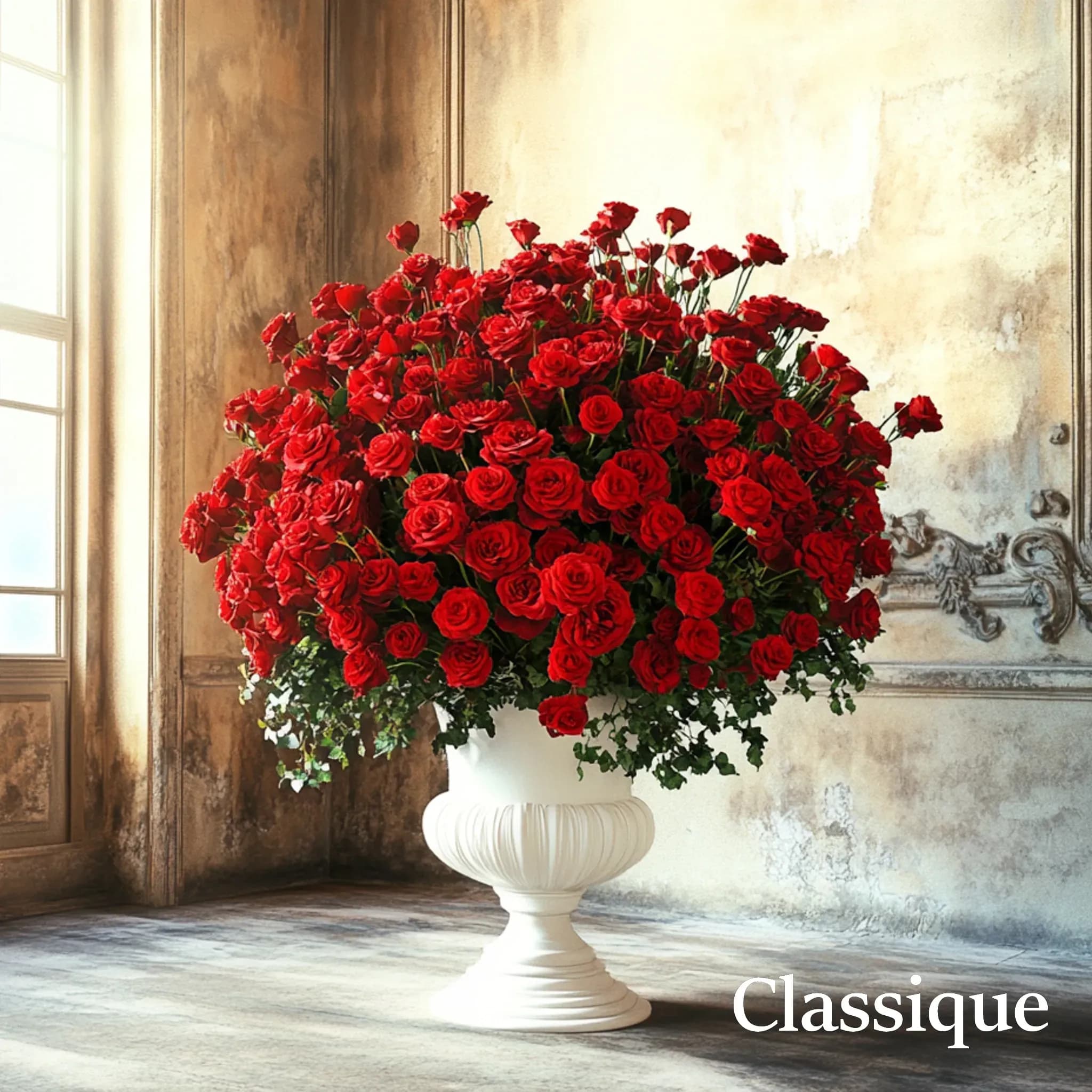 Bouquet Rouge de 200 à 500 roses et Fleurs de Saison