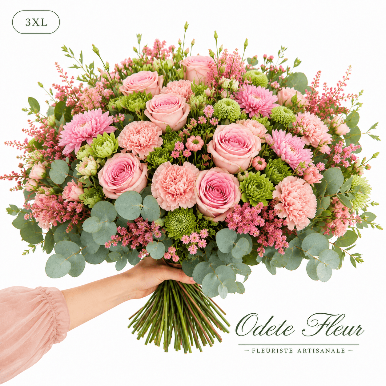 Bouquet vert et rose - taille 3XL