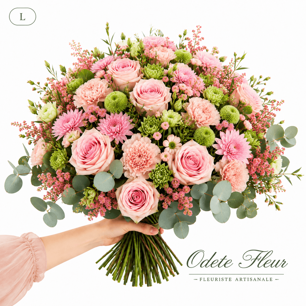 Bouquet vert et rose - taille L