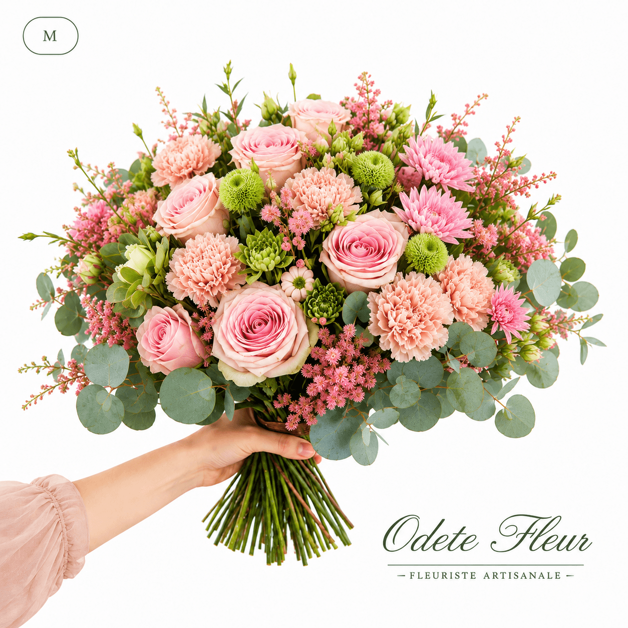Bouquet vert et rose - taille M
