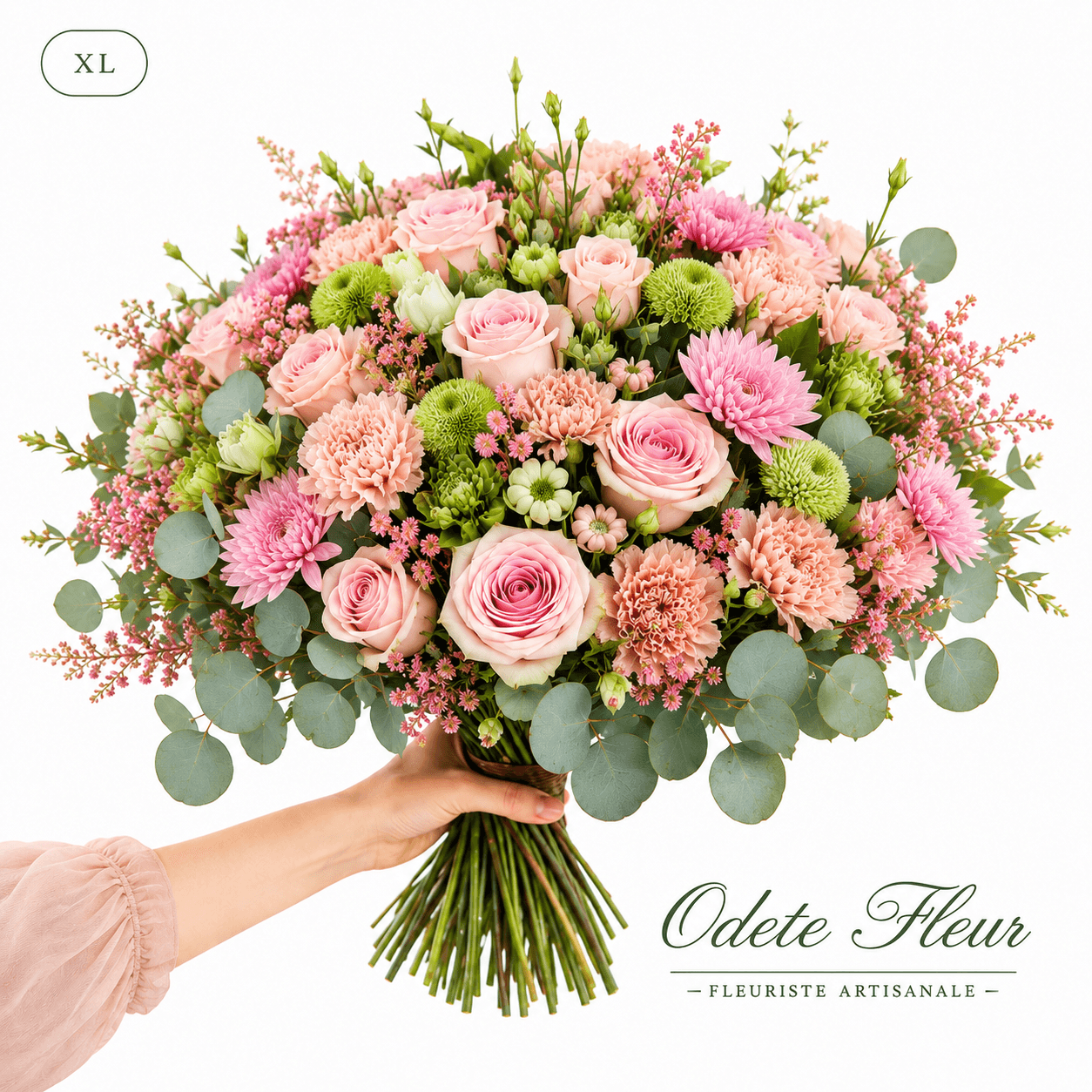 Bouquet vert et rose - taille XL