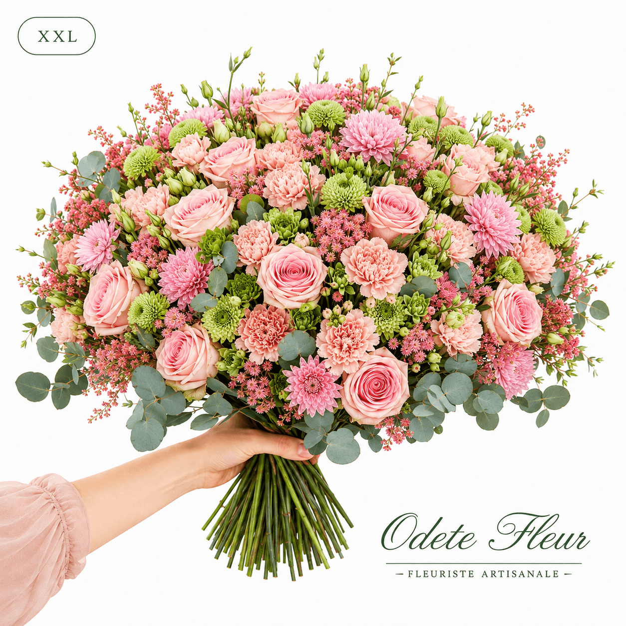 Bouquet vert et rose - taille XXL