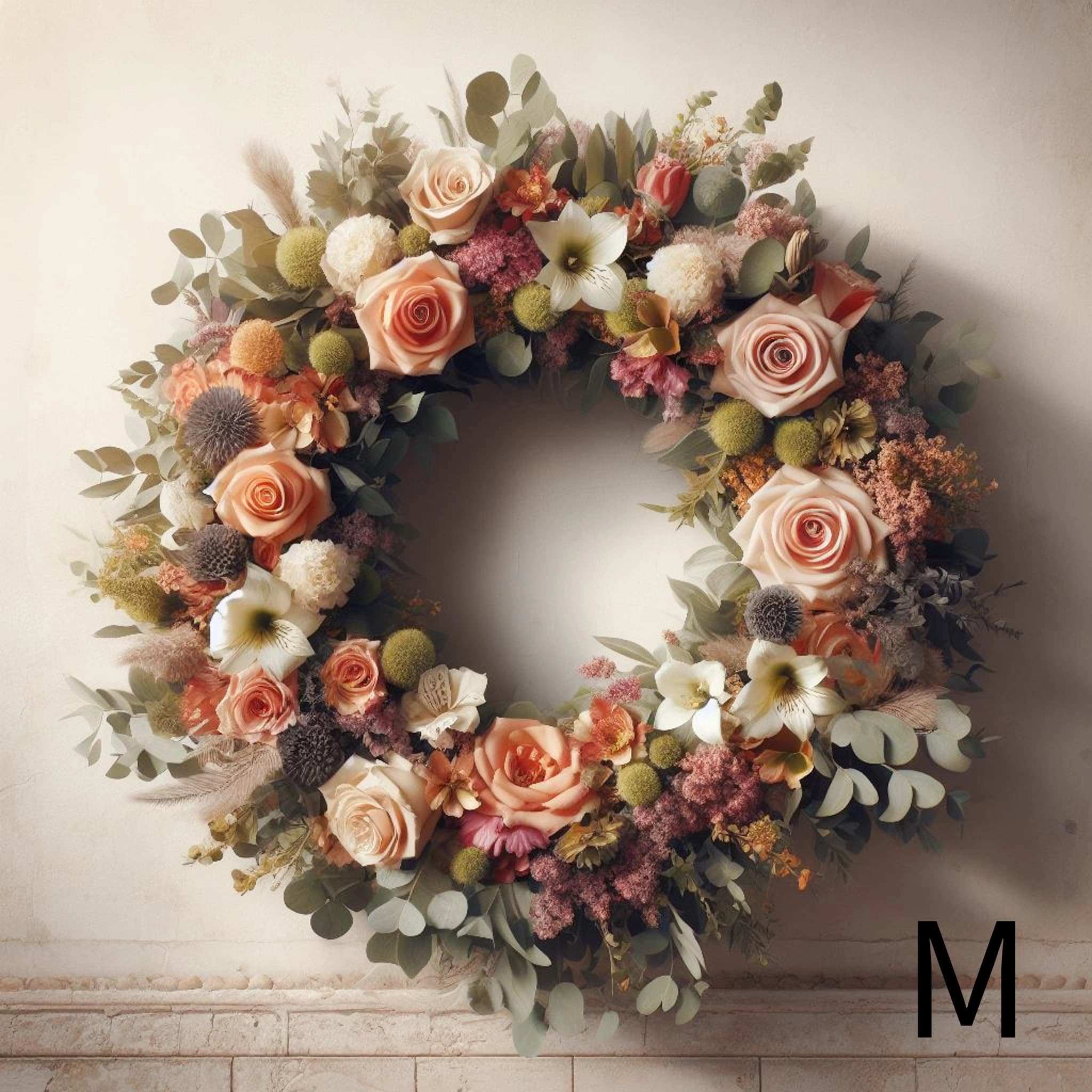Couronne mortuaire aux couleurs chaudes