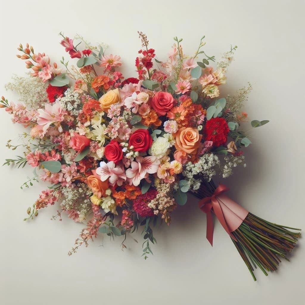 Gerbe de fleurs aux couleurs chaudes pour deuil