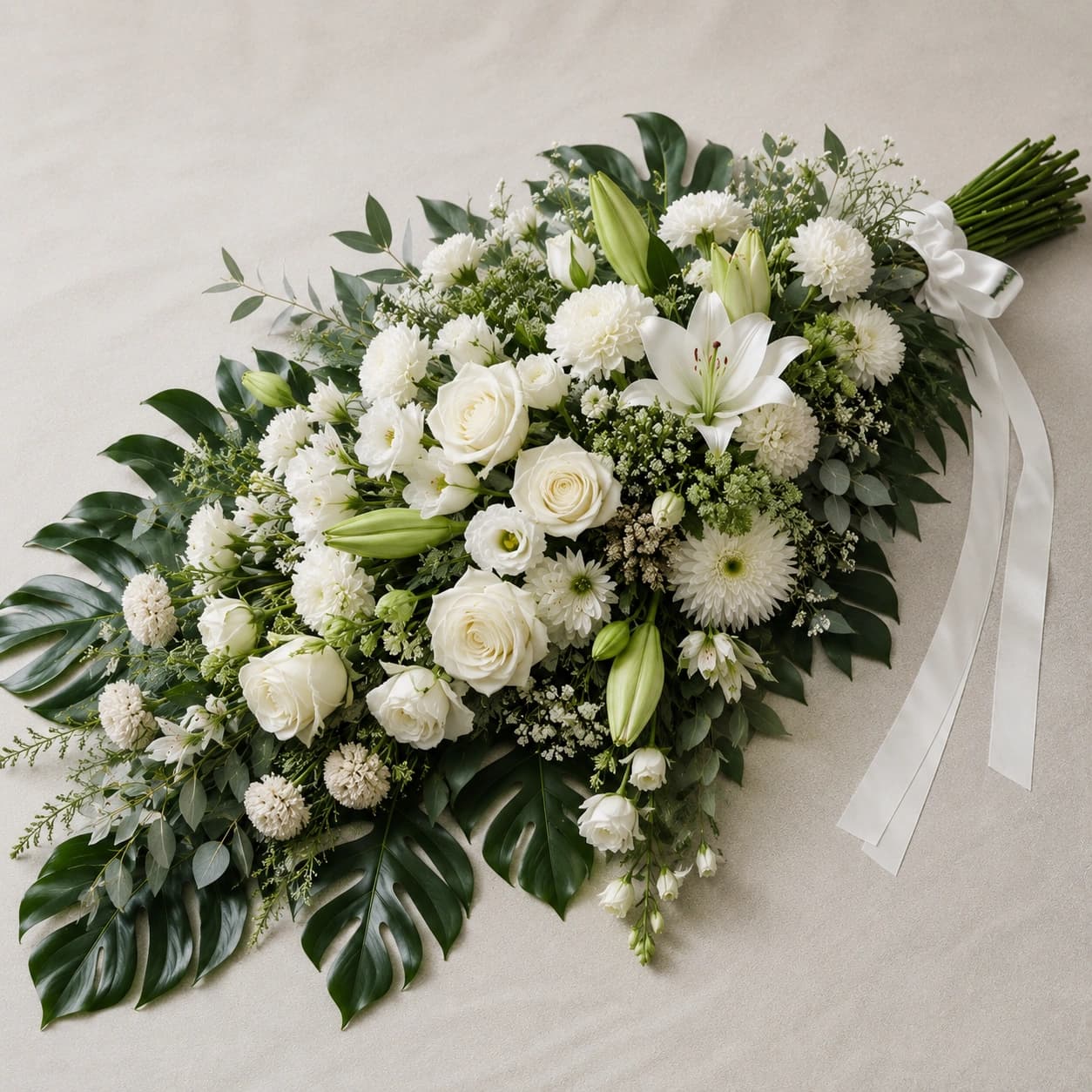 Gerbe de fleurs blanches pour deuil