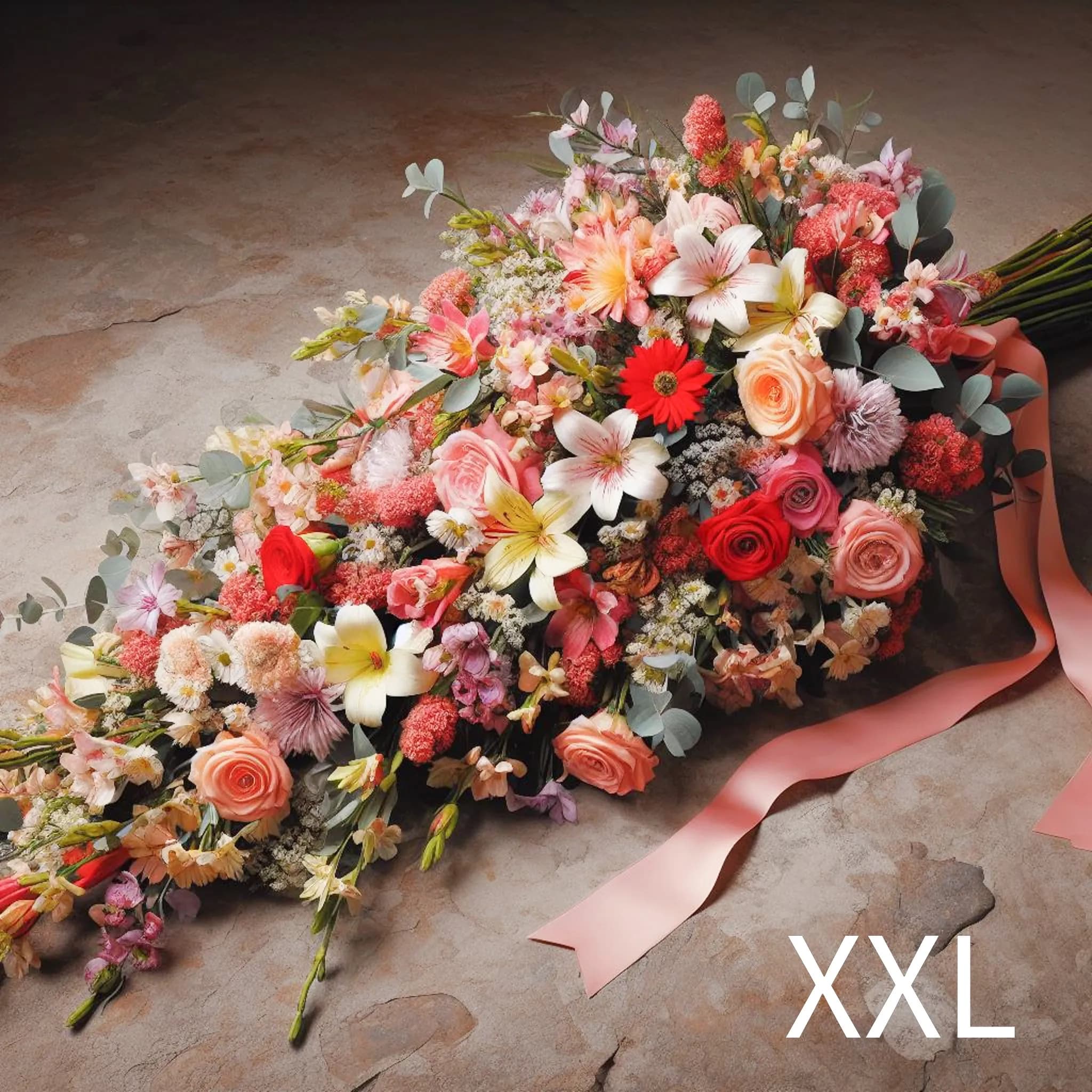 Gerbe de fleurs en couleurs pastel pour deuil